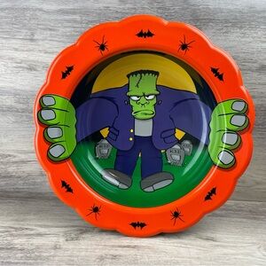 Vintage Frankenstein Halloween Candy Monster Bowl Party Decor Plastic Cemetery